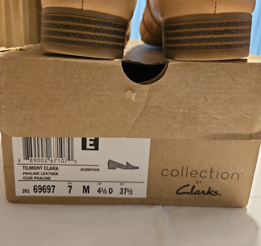 Clarks Tilmont Clara Praline Leather Loafers - Tan Brown